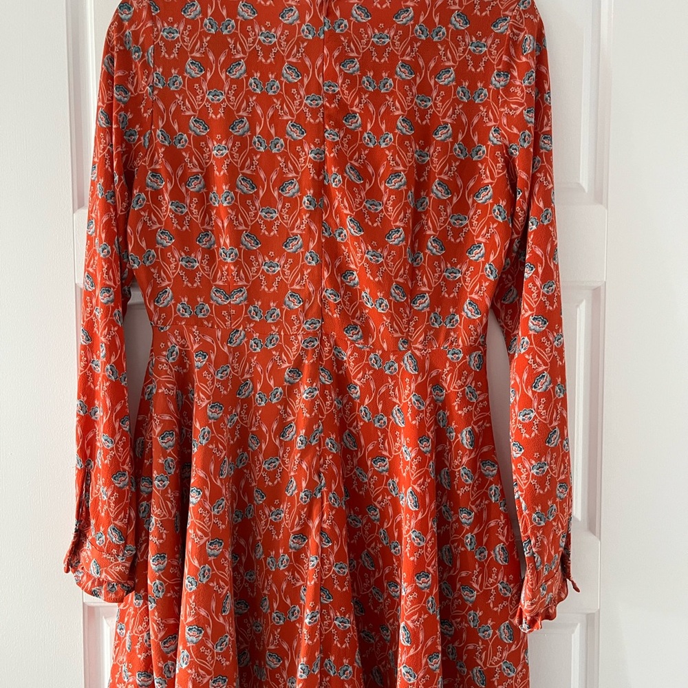 Red/Orange Floral Long-Sleeve Dress - Picture 7 of 8
